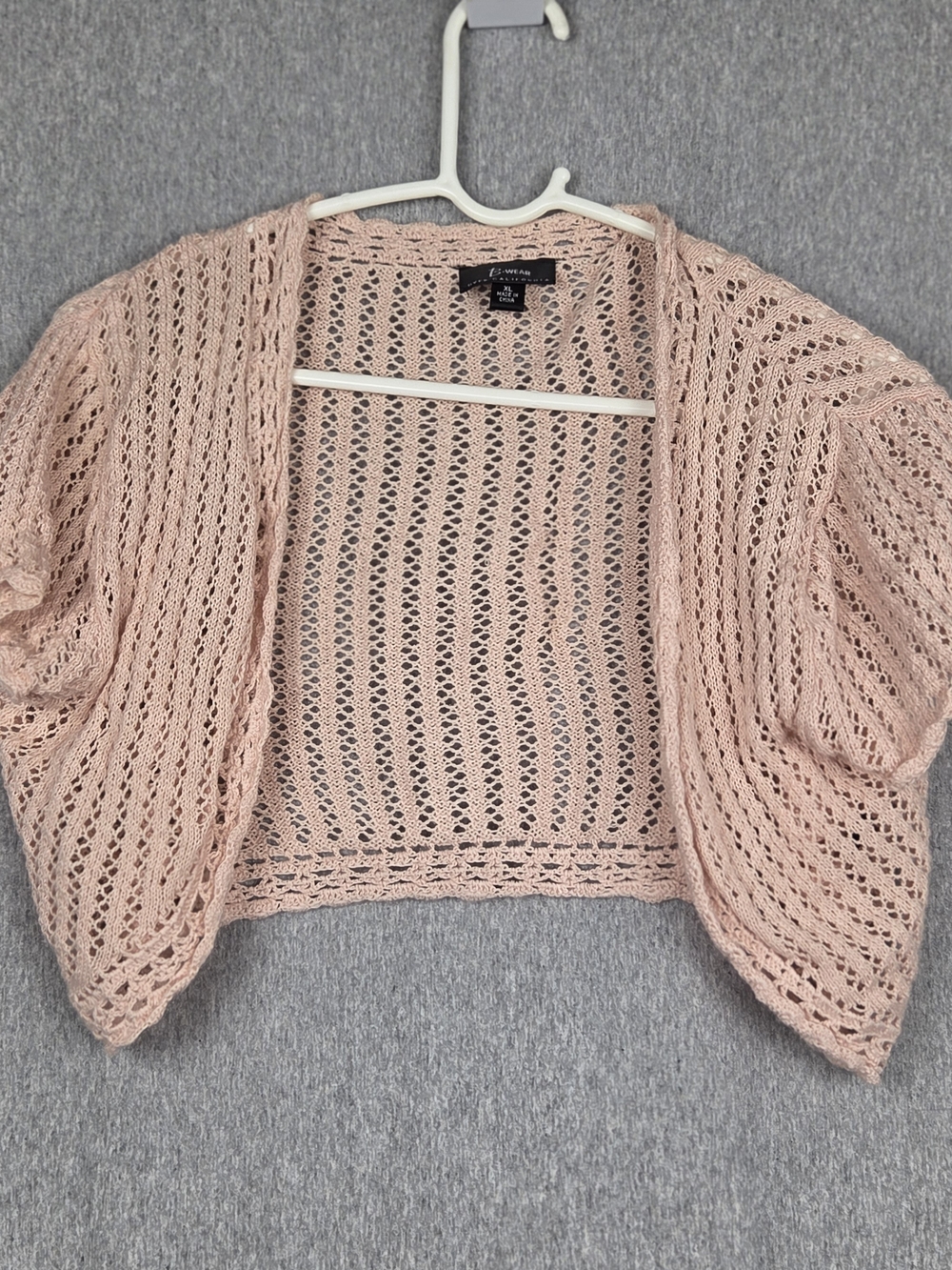B-Wear Byer California Girls Extra Large Light Weight Pink Crochet Shrug